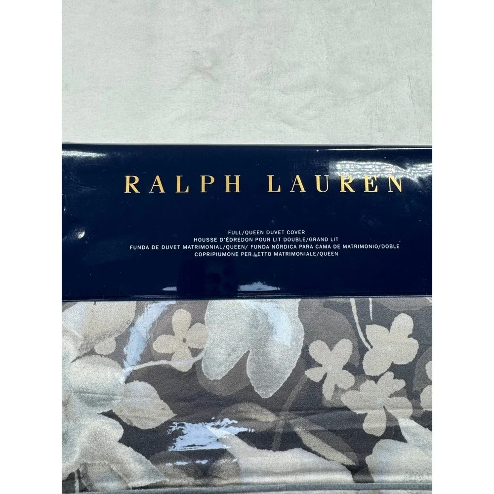 Ralph Lauren Avery Charcoal Heather Floral Sateen Queen Duvet Cover - 92 x 96 in